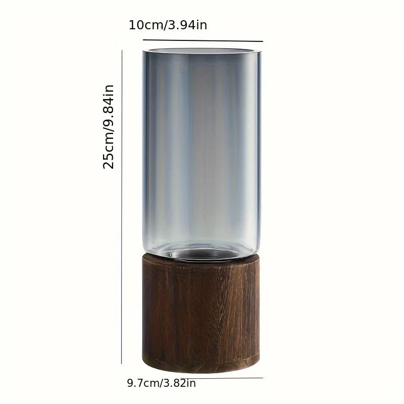 Vinea Glass Vase with Wooden Base