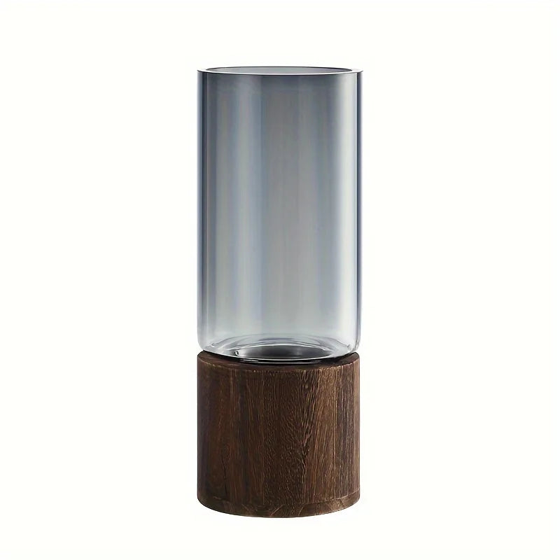 Vinea Glass Vase with Wooden Base