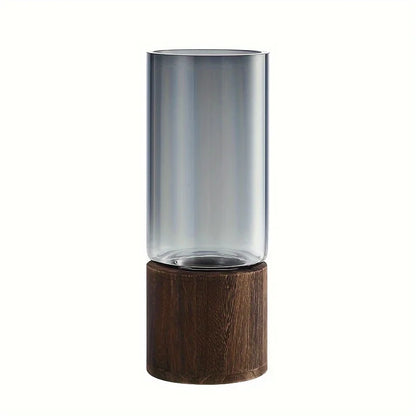 Vinea Glass Vase with Wooden Base