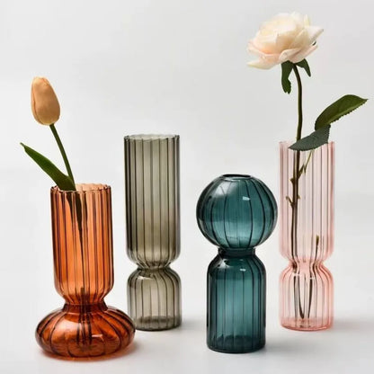 Retro Striped Glass Vase