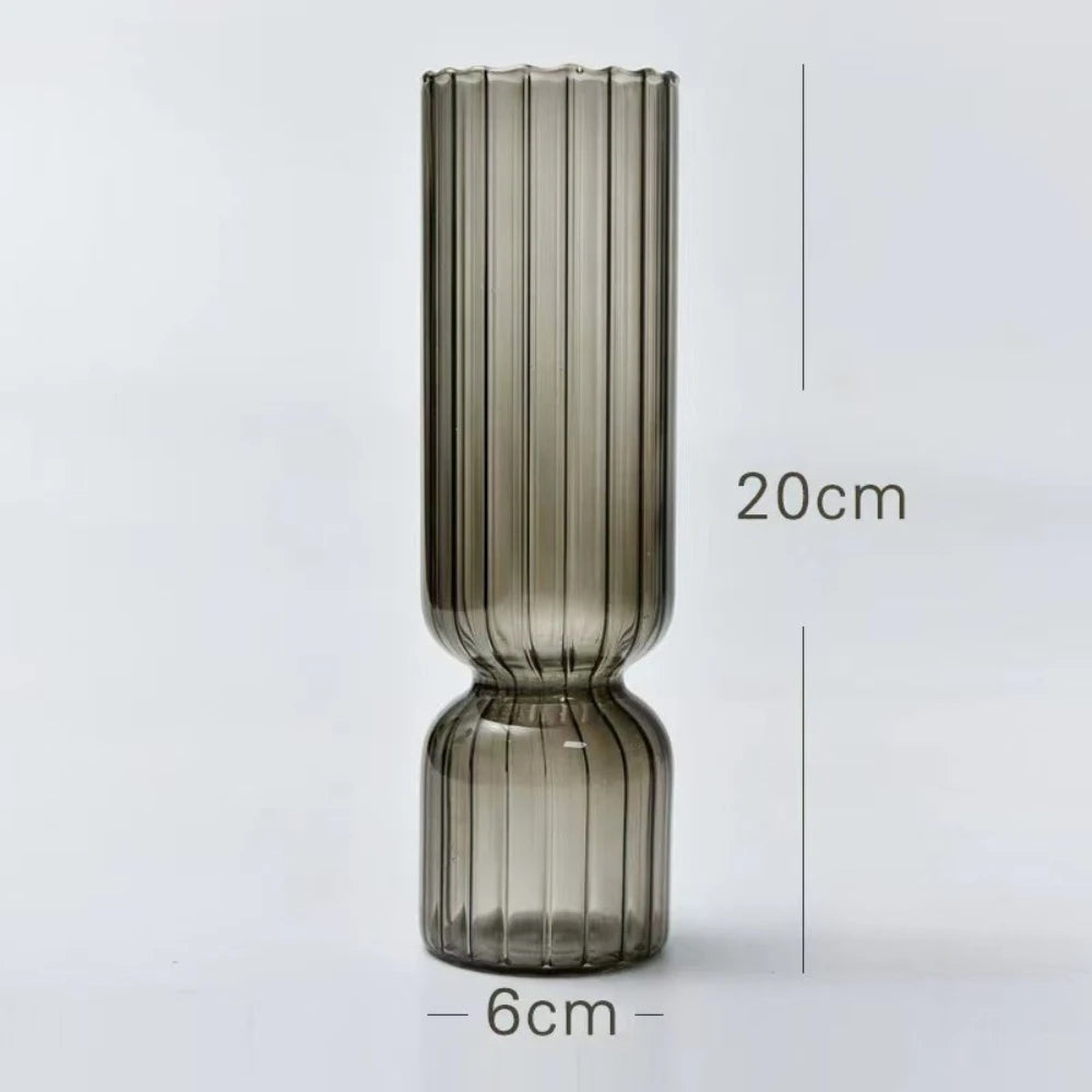 Retro Striped Glass Vase