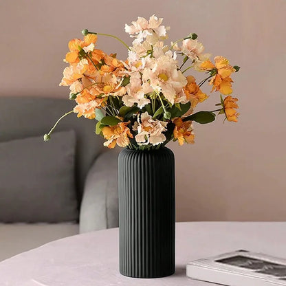 Striped Ceramic-Look Vase