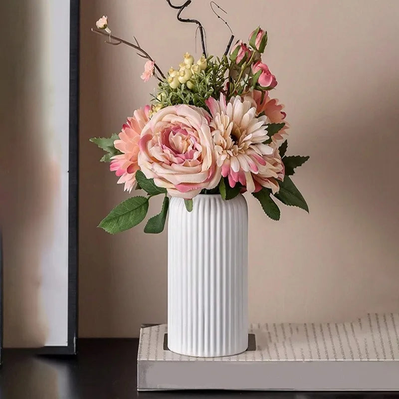 Striped Ceramic-Look Vase