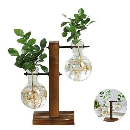 Bulb Vase with Wooden Stand
