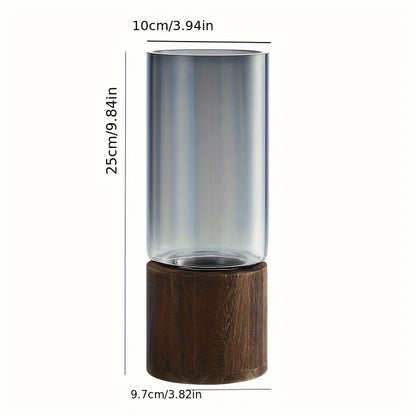 Vinea Glass Vase with Wooden Base
