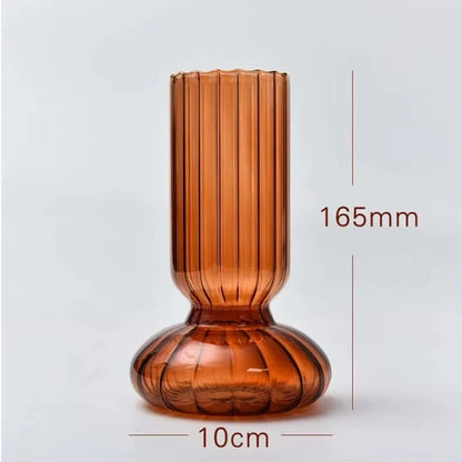 Retro Striped Glass Vase