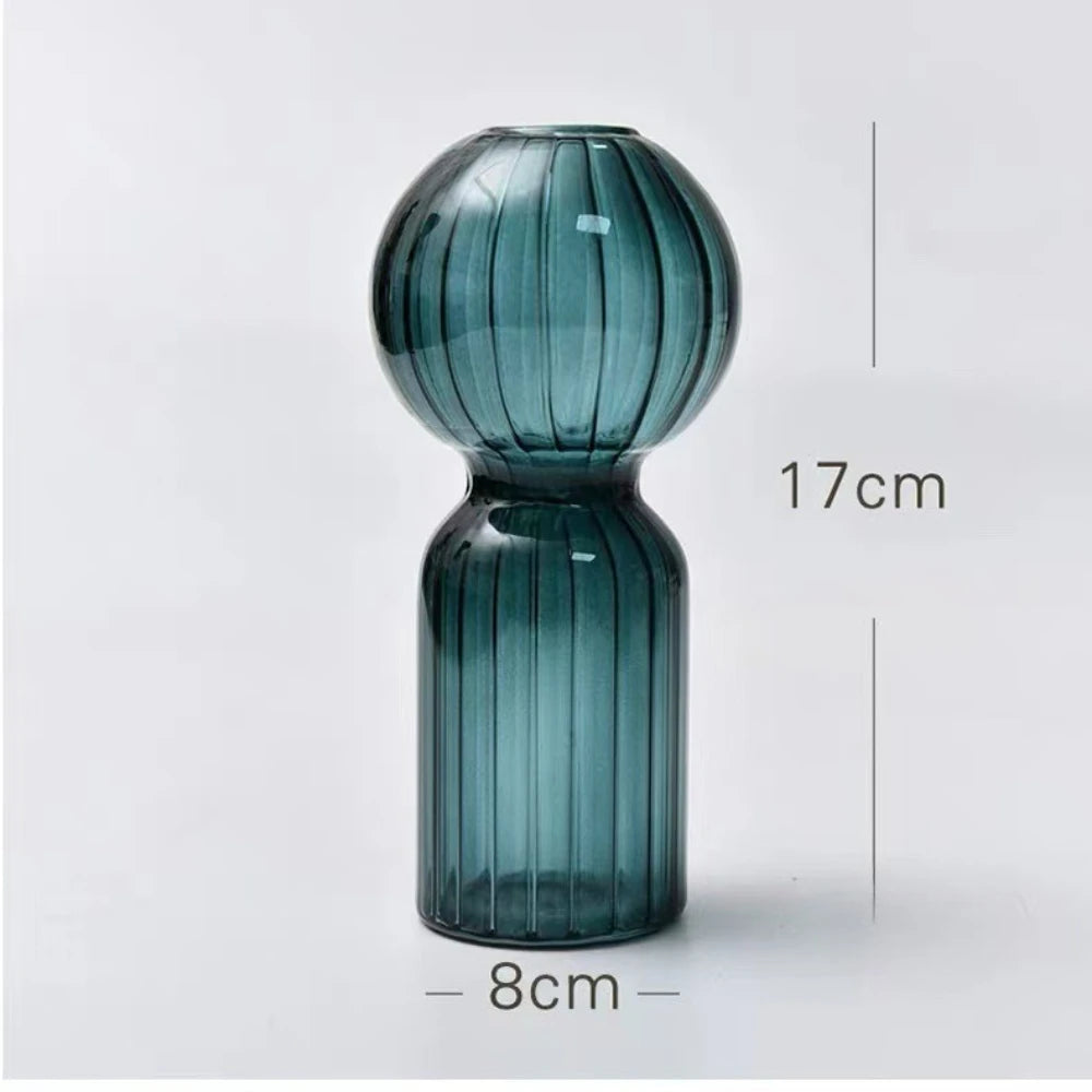 Retro Striped Glass Vase