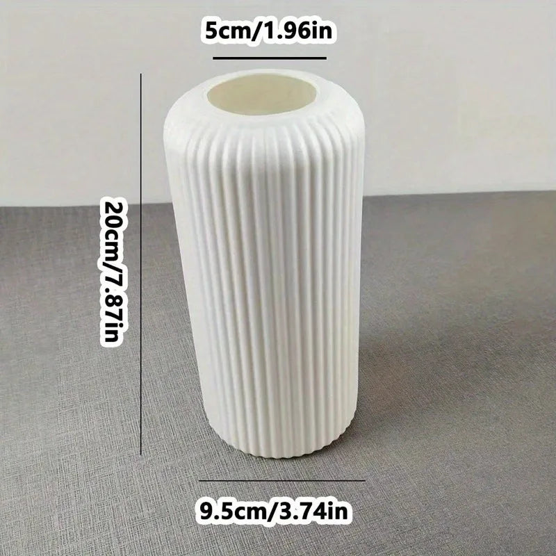 Striped Ceramic-Look Vase