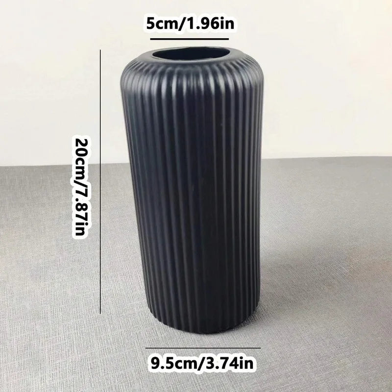 Striped Ceramic-Look Vase