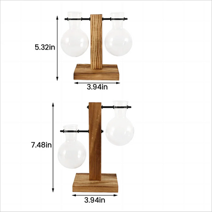 Bulb Vase with Wooden Stand