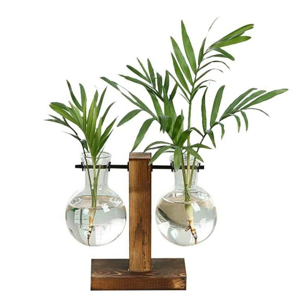 Bulb Vase with Wooden Stand