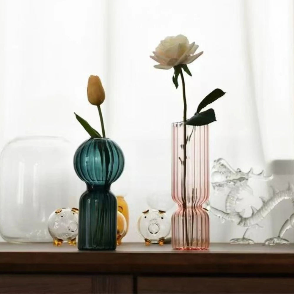 Retro Striped Glass Vase