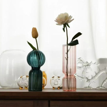 Retro Striped Glass Vase