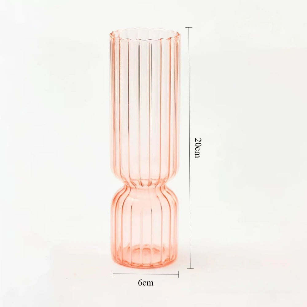 Retro Striped Glass Vase