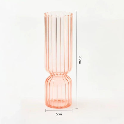 Retro Striped Glass Vase