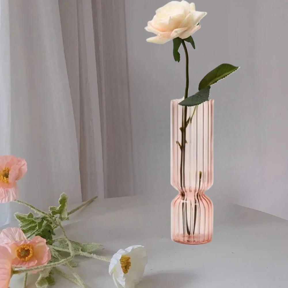 Retro Striped Glass Vase