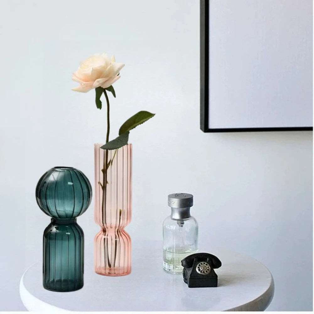 Retro Striped Glass Vase