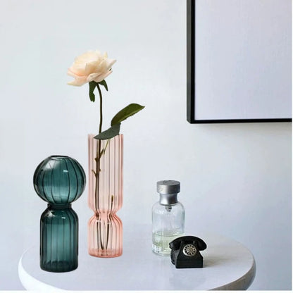 Retro Striped Glass Vase