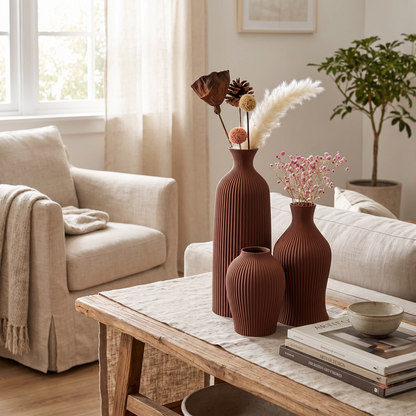 3-Piece Set of Artistic Decorative Vases - lifestyle