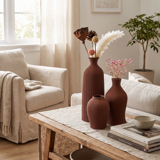 3-Piece Set of Artistic Decorative Vases - lifestyle