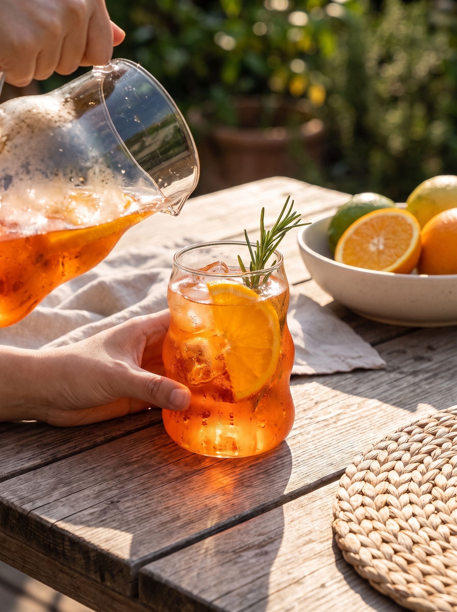 Ribbed Glass Tumbler 530ml lifestyle