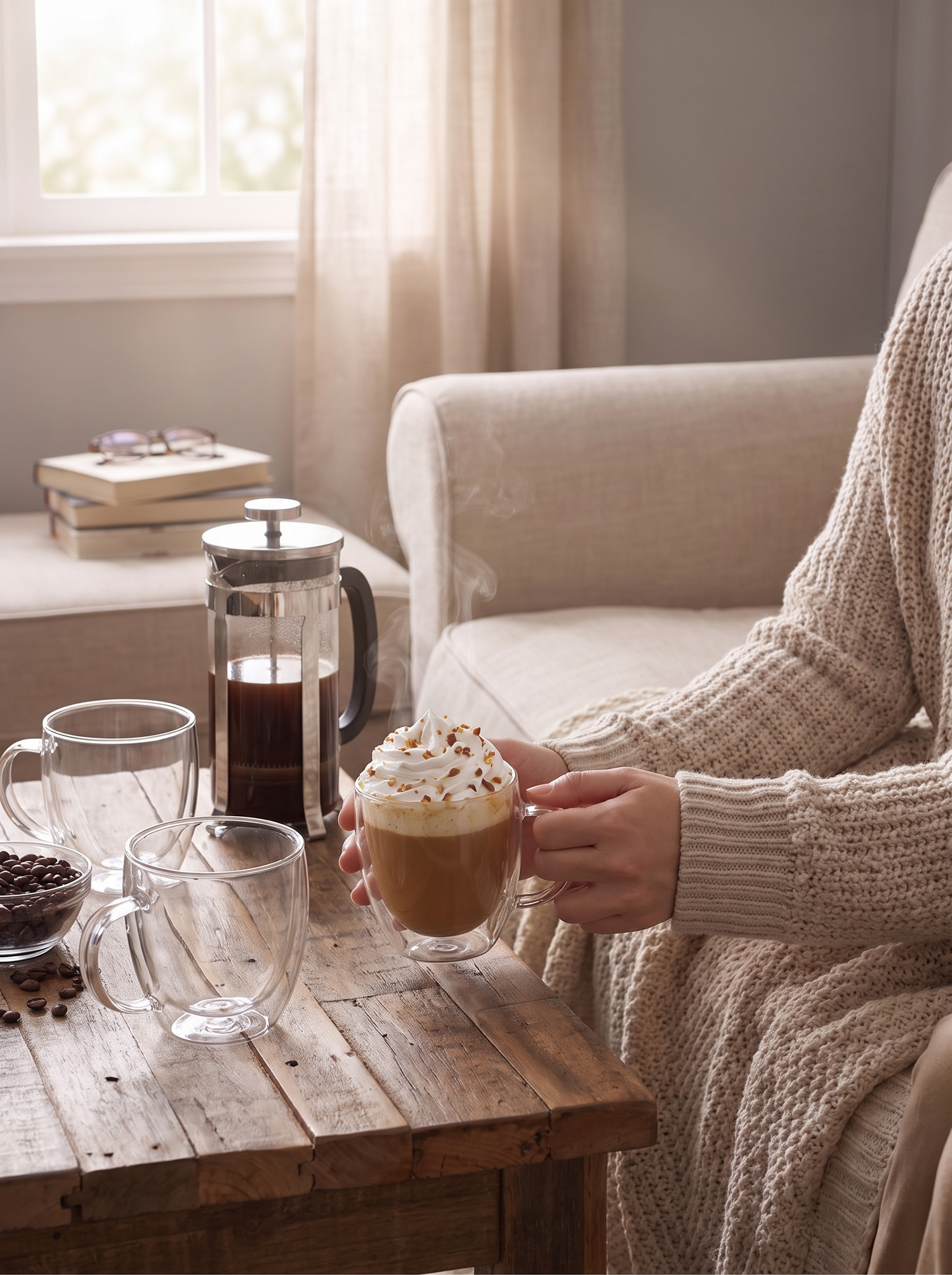 Borosilicate Latte Mug 250ml lifestyle