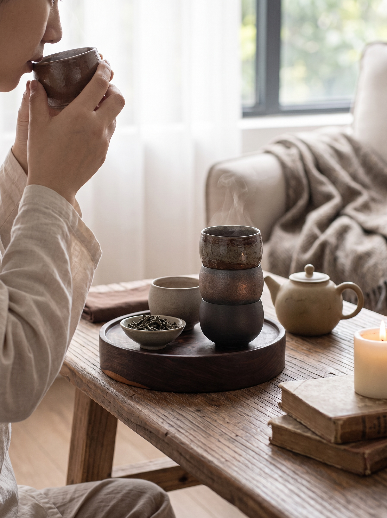 Kung Fu Stoneware Teacup lifestyle