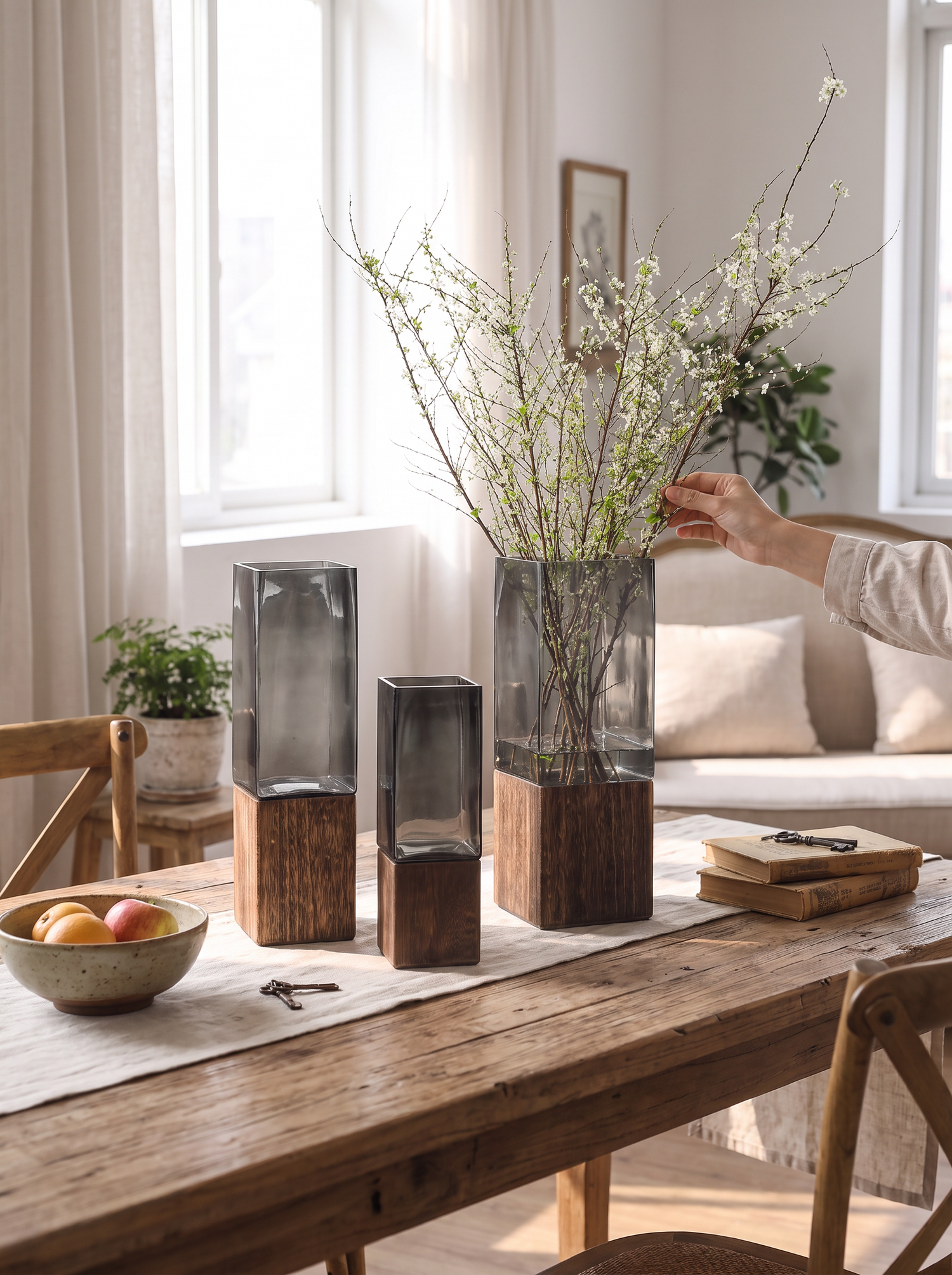 Nordic Acrylic Pedestal Vase lifestyle