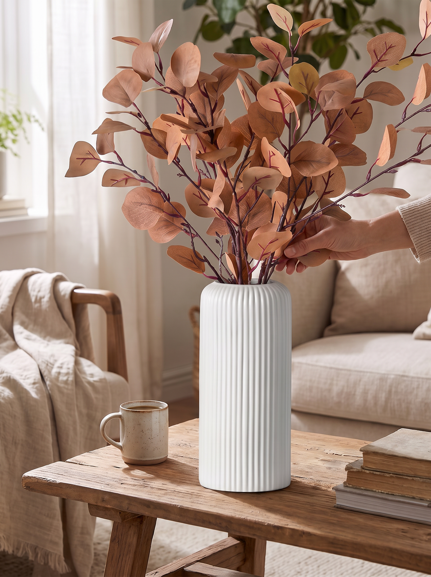 Striped Ceramic Look Vase lifestyle