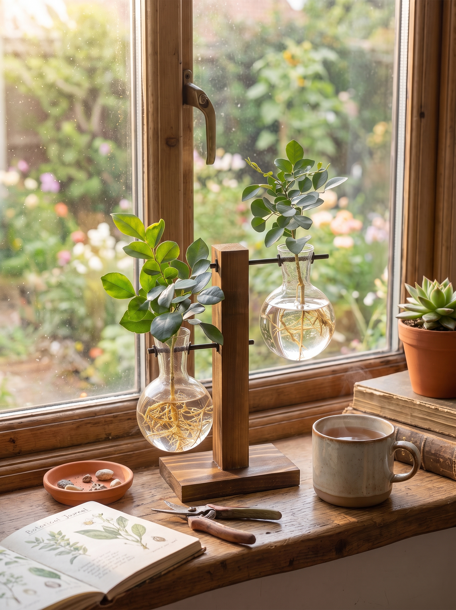 Bulb Vase with Wooden Stand lifestyle