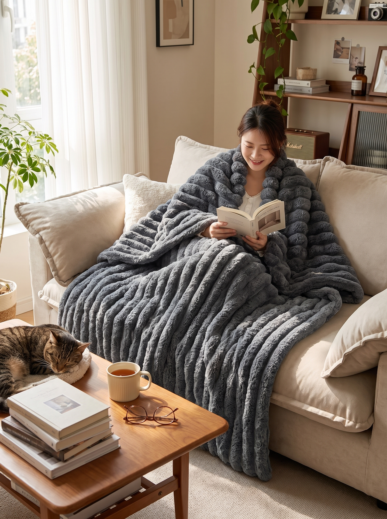 Striped Multifunctional Blanket lifestyle iwt1