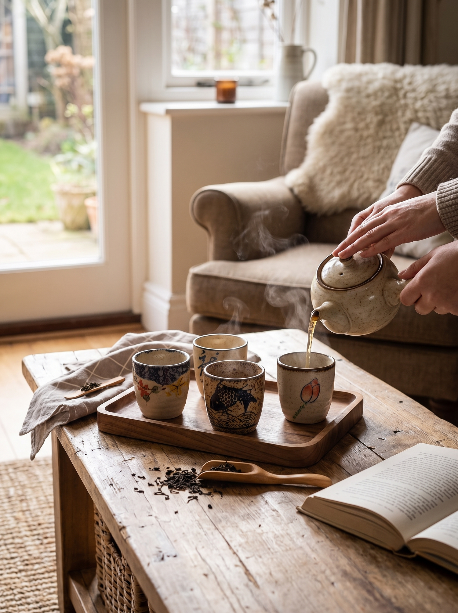 Japanese Ceramic Sake Cup Set lifestyle iwt1