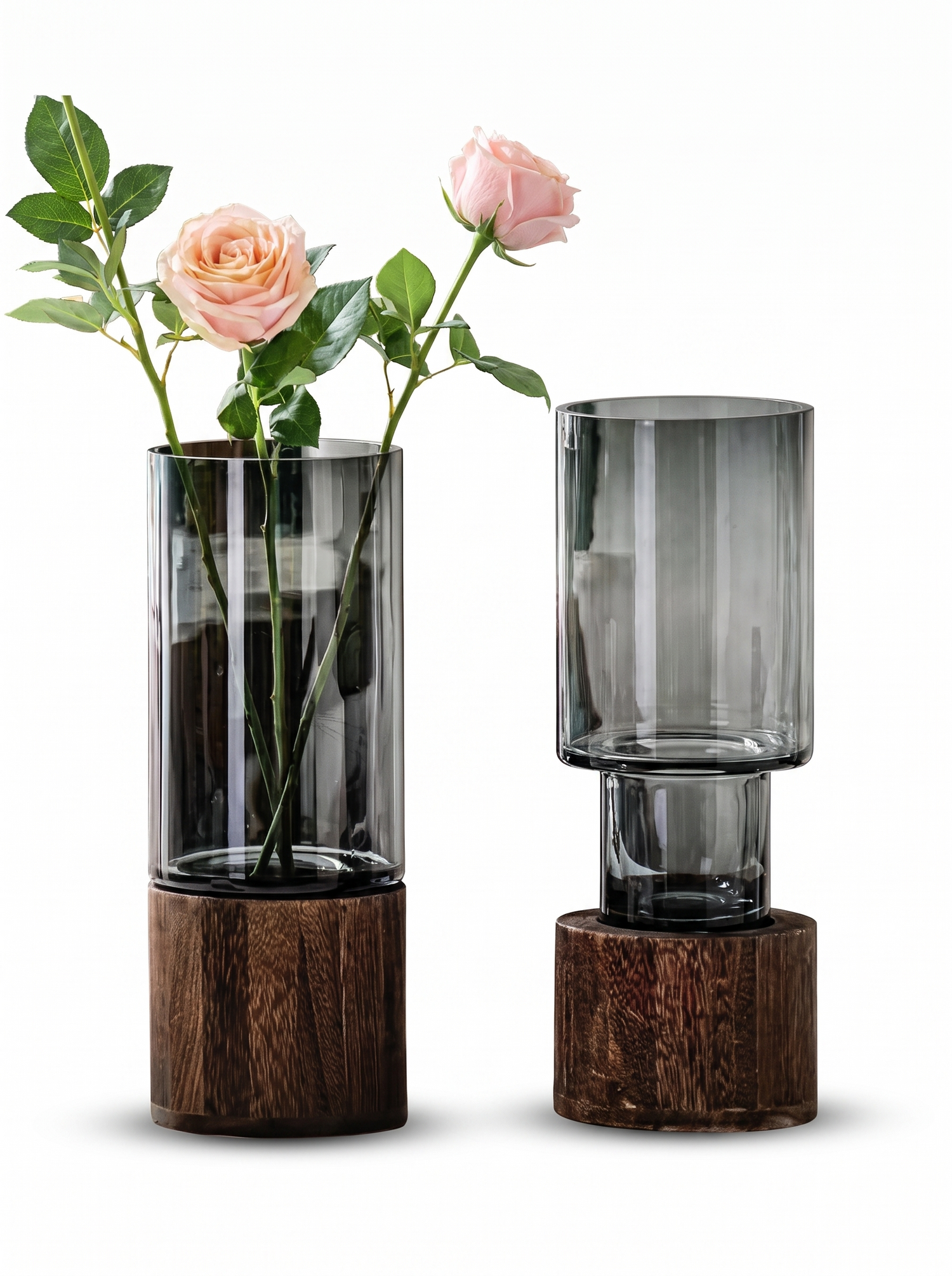 Glass Vase With Wooden Base studio iwt2