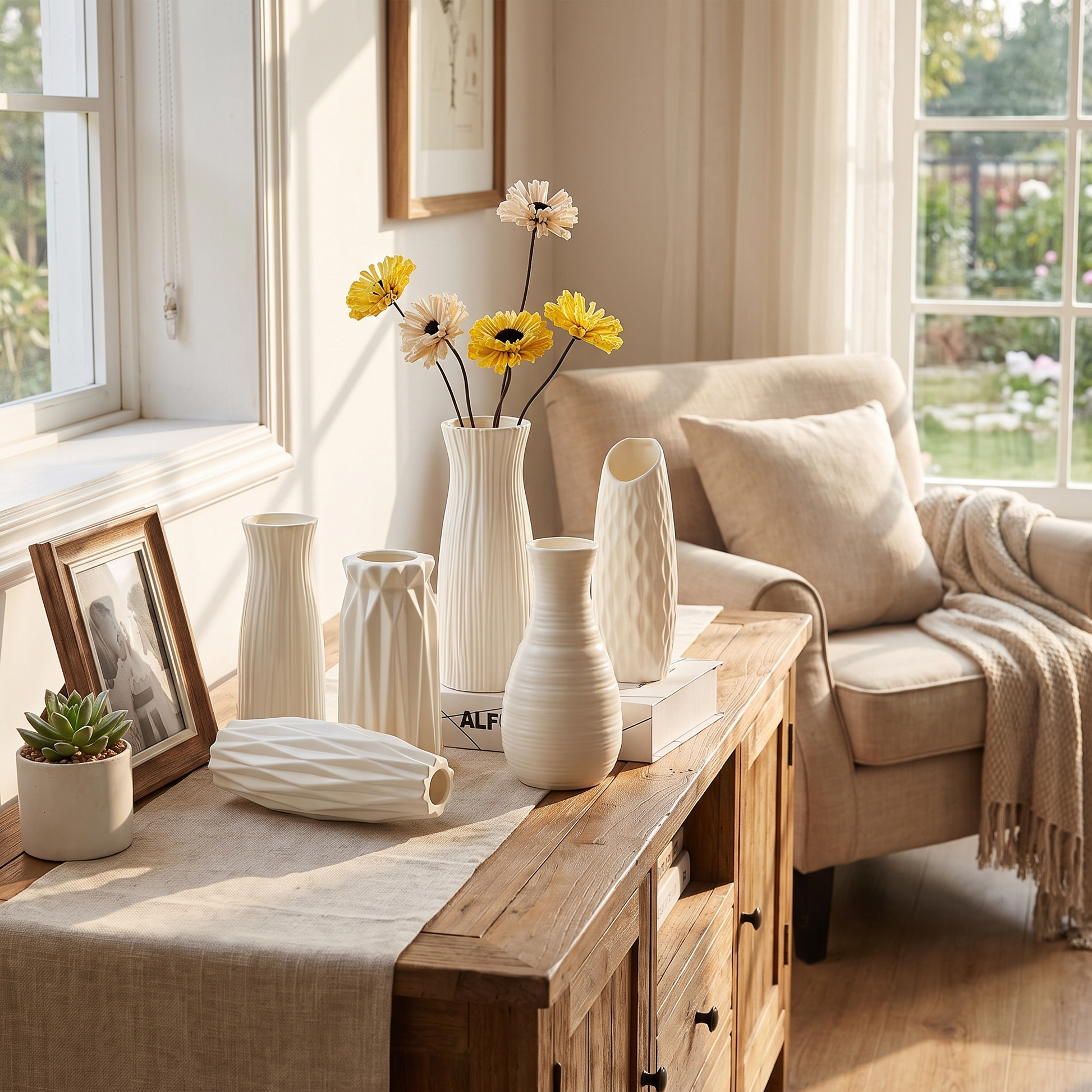 Nordic Ceramic-Look Vase in use