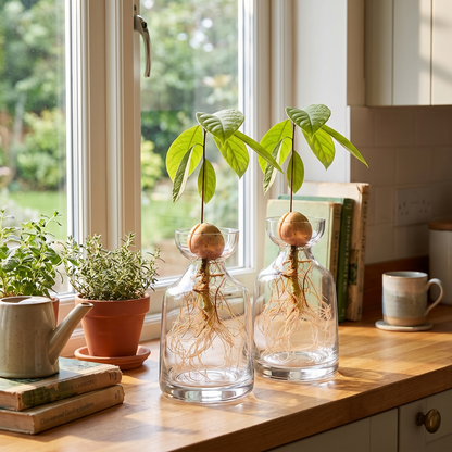 Avocado Seed Starter Vase in use