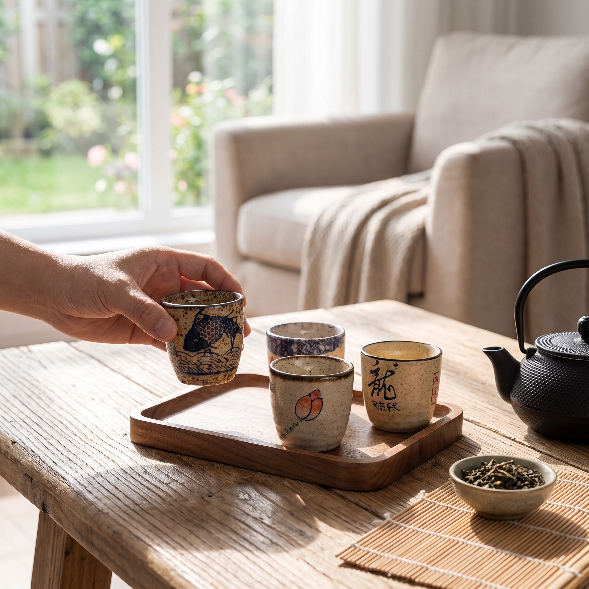 Kiyomi Ceramic Sake Cup in use