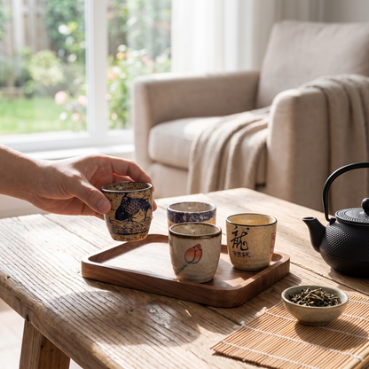 Kiyomi Ceramic Sake Cup in use